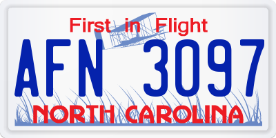 NC license plate AFN3097