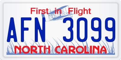 NC license plate AFN3099