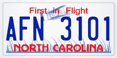 NC license plate AFN3101