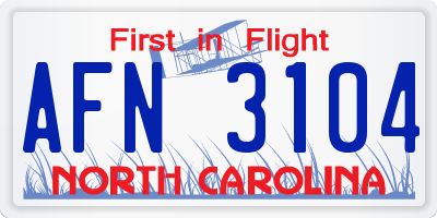 NC license plate AFN3104