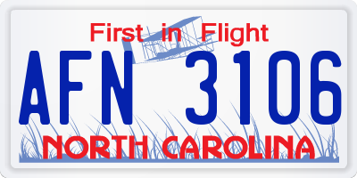 NC license plate AFN3106