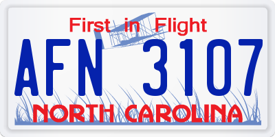 NC license plate AFN3107