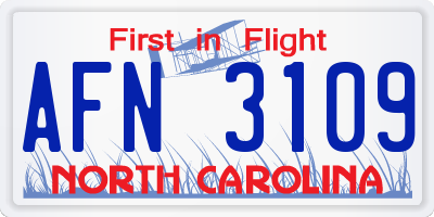 NC license plate AFN3109