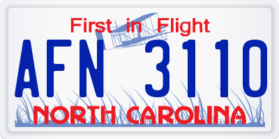 NC license plate AFN3110