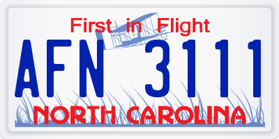NC license plate AFN3111