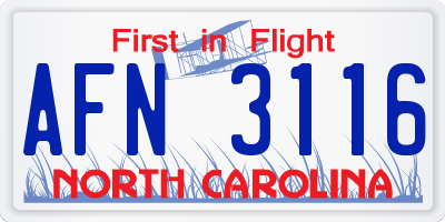 NC license plate AFN3116