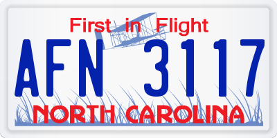 NC license plate AFN3117