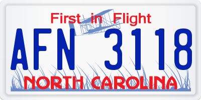 NC license plate AFN3118