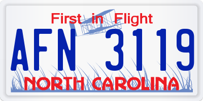 NC license plate AFN3119