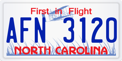 NC license plate AFN3120