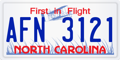 NC license plate AFN3121