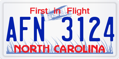 NC license plate AFN3124