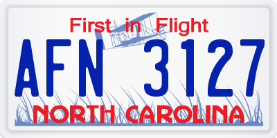 NC license plate AFN3127