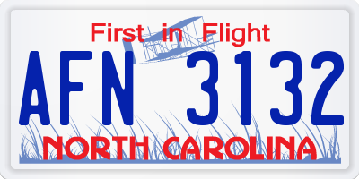 NC license plate AFN3132