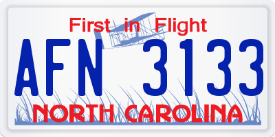 NC license plate AFN3133