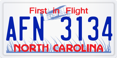 NC license plate AFN3134