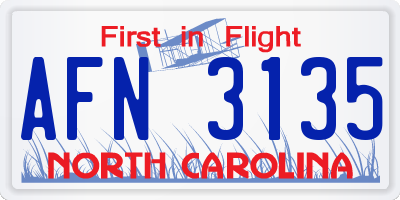 NC license plate AFN3135