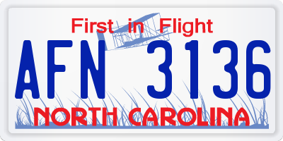 NC license plate AFN3136