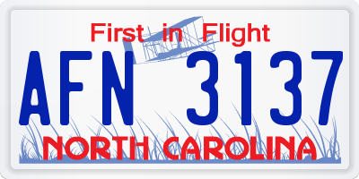 NC license plate AFN3137