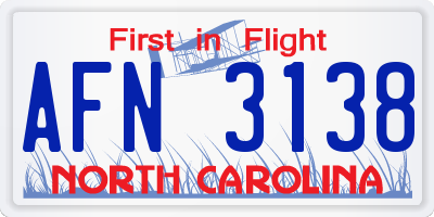 NC license plate AFN3138