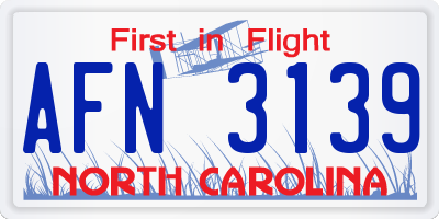 NC license plate AFN3139
