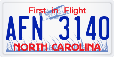 NC license plate AFN3140