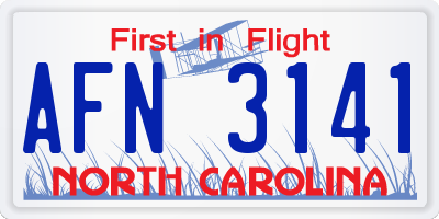 NC license plate AFN3141