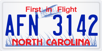 NC license plate AFN3142