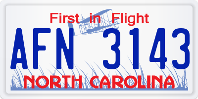 NC license plate AFN3143