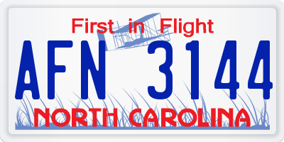 NC license plate AFN3144