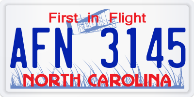 NC license plate AFN3145