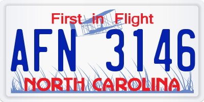 NC license plate AFN3146