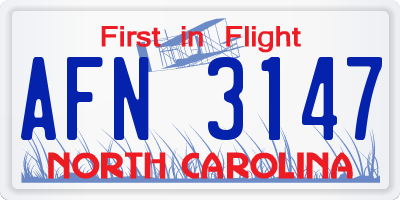 NC license plate AFN3147