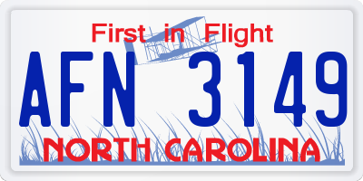 NC license plate AFN3149