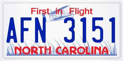 NC license plate AFN3151