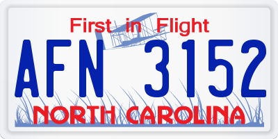 NC license plate AFN3152