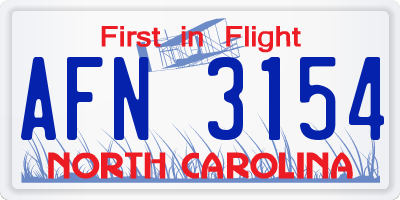 NC license plate AFN3154