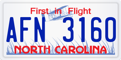 NC license plate AFN3160