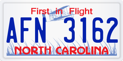 NC license plate AFN3162