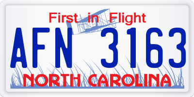 NC license plate AFN3163