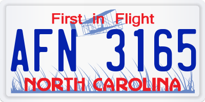 NC license plate AFN3165
