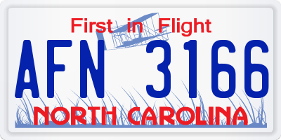 NC license plate AFN3166