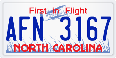 NC license plate AFN3167