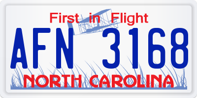 NC license plate AFN3168