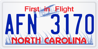 NC license plate AFN3170