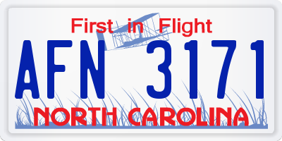 NC license plate AFN3171