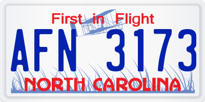 NC license plate AFN3173