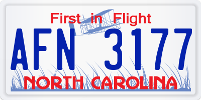 NC license plate AFN3177