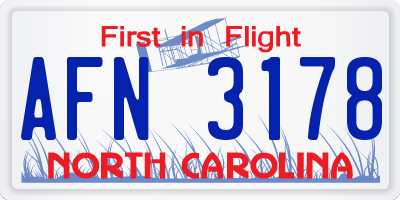 NC license plate AFN3178