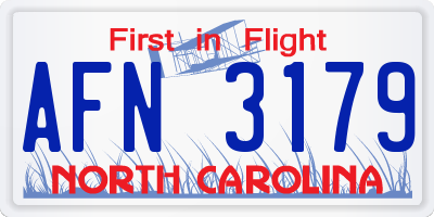 NC license plate AFN3179